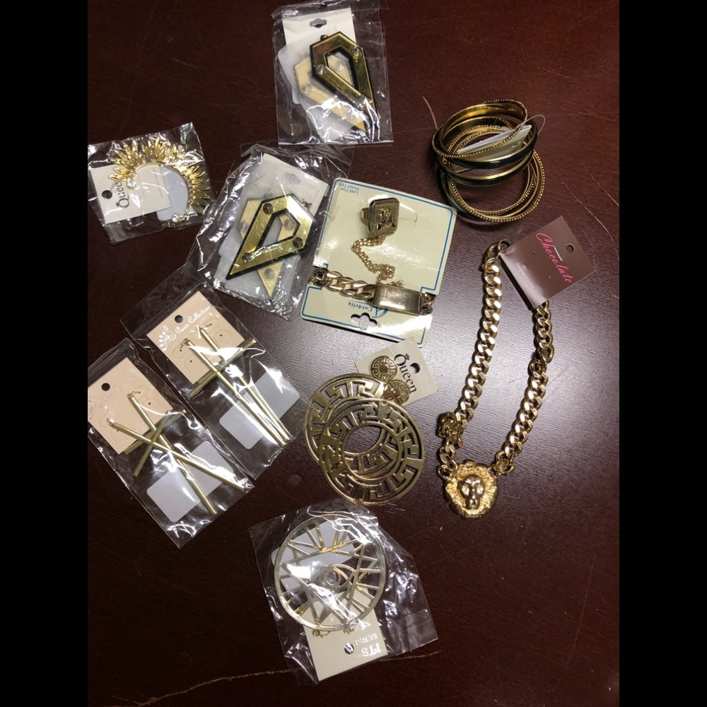 Bundle of jewelry earrings rings necklace bangles